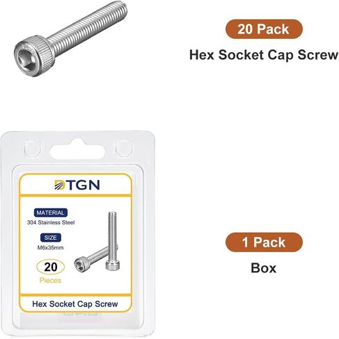 DTGN M5x14mm Socket Head Cap Screws Bolts, 40Pcs 304 Stainless Steel 18-8, Metric Machine Hex Socket Screw, Hex Drive, Bright Finish, UNC Coarse Thread Fully Threaded in Kuwait