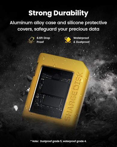 حاوية SHARGE Disk M.2 NVMe SSD مع نظام تبريد نشط، 10 جيجابت في الثانية USB C 3.2 Gen2، حاوية قارئ NVMe تدعم مفاتيح M وحجم 2230 SSD، رمادي in Kuwait