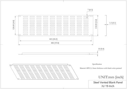 QiaoYoubang 2 Pack Vented Blank Panel - Metal Rack Mount Filler Panel for 19in Server Rack Cabinet or Enclosure, Black (4U) in Kuwait