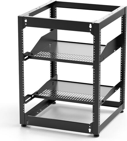 ايزد 2 اتش دي رف شبكة باطار مفتوح 15U للخادم (مناسب للخادم والمعدات)، يتضمن ارفف بفتحات تهوية 1U/2U، اطار يسار/يمين، دعامة رف ×2، ارجل تسوية ×4، برغي وغسالة ×24، صامولة ×16 in Kuwait