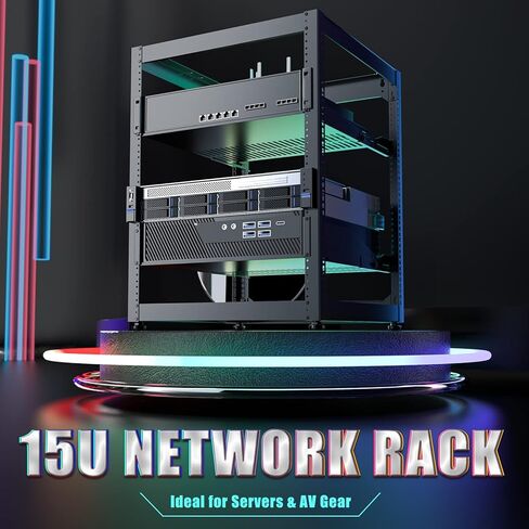 ايزد 2 اتش دي رف شبكة باطار مفتوح 15U للخادم (مناسب للخادم والمعدات)، يتضمن ارفف بفتحات تهوية 1U/2U، اطار يسار/يمين، دعامة رف ×2، ارجل تسوية ×4، برغي وغسالة ×24، صامولة ×16 in Kuwait