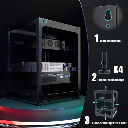 ايزد 2 اتش دي رف شبكة باطار مفتوح 15U للخادم (مناسب للخادم والمعدات)، يتضمن ارفف بفتحات تهوية 1U/2U، اطار يسار/يمين، دعامة رف ×2، ارجل تسوية ×4، برغي وغسالة ×24، صامولة ×16 in Kuwait