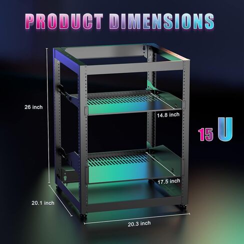 ايزد 2 اتش دي رف شبكة باطار مفتوح 15U للخادم (مناسب للخادم والمعدات)، يتضمن ارفف بفتحات تهوية 1U/2U، اطار يسار/يمين، دعامة رف ×2، ارجل تسوية ×4، برغي وغسالة ×24، صامولة ×16 in Kuwait