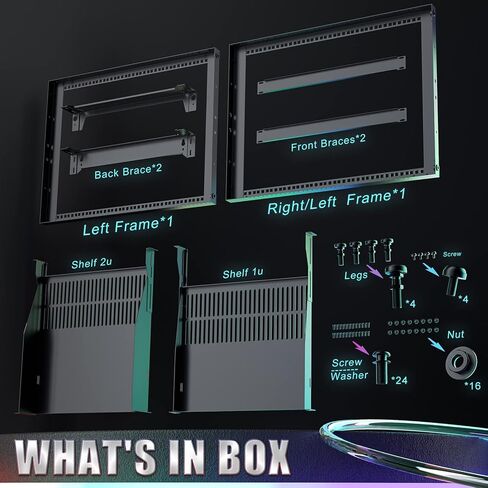 ايزد 2 اتش دي رف شبكة باطار مفتوح 15U للخادم (مناسب للخادم والمعدات)، يتضمن ارفف بفتحات تهوية 1U/2U، اطار يسار/يمين، دعامة رف ×2، ارجل تسوية ×4، برغي وغسالة ×24، صامولة ×16 in Kuwait