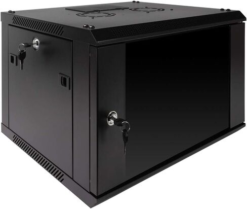 NavePoint 6U Server Rack Enclosure with Glass Door, Cooling Fan, Locks, & Removable Side Panels - 6U Wall Mount Network Cabinet 19 Inch Rack 17.7 Inches Deep in Saudi Arabia