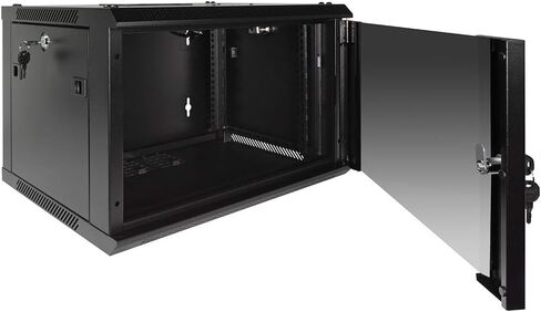 NavePoint 6U Server Rack Enclosure with Glass Door, Cooling Fan, Locks, & Removable Side Panels - 6U Wall Mount Network Cabinet 19 Inch Rack 17.7 Inches Deep in Saudi Arabia