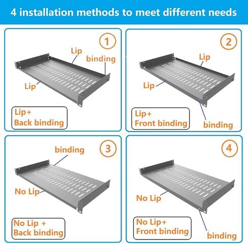2 Pack 1U Vented Cantilever Server Rack Shelf 10" Depth | Disassembled Universal Rack Mount Trayfor 19-inch Network Cabinet or Equipment Rack (10V2PC) in Kuwait