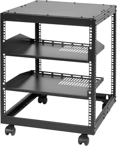 حامل خادم الإطار المفتوح VEVOR 20U، عمق قابل للتعديل 23 بوصة - 40 بوصة، حامل خادم الشبكة قائم بذاته أو مثبت على الحائط، حامل 4 بوست AV مع عجلات، يحمل جميع معدات تكنولوجيا المعلومات الخاصة بالشبكات AV Gear Router Modem in Kuwait