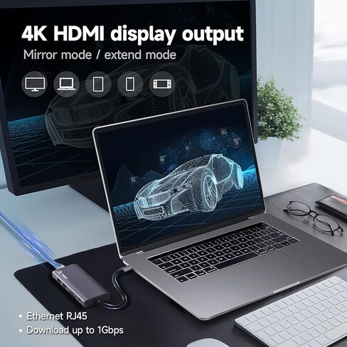 USB-c hub for laptops USB C Hub with vga hdmi Multiport Adapter, 9 in 1 USB hub USB c USB3.0 SD/MicroSD for HP Dell Lenovo MacBook (lightGrey_VGA) in Saudi Arabia