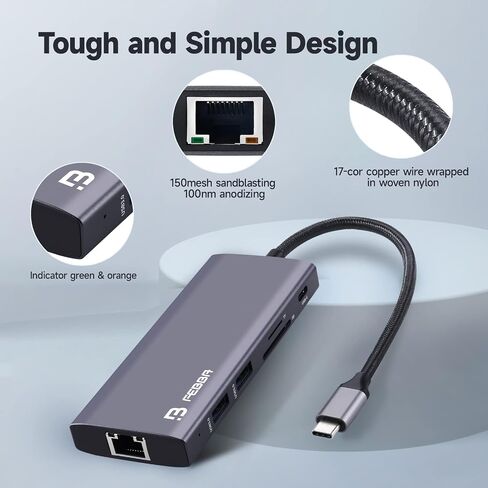 USB-c hub for laptops USB C Hub with vga hdmi Multiport Adapter, 9 in 1 USB hub USB c USB3.0 SD/MicroSD for HP Dell Lenovo MacBook (lightGrey_VGA) in Saudi Arabia