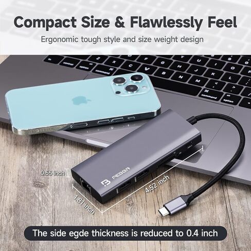 USB-c hub for laptops USB C Hub with vga hdmi Multiport Adapter, 9 in 1 USB hub USB c USB3.0 SD/MicroSD for HP Dell Lenovo MacBook (lightGrey_VGA) in Saudi Arabia