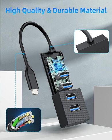 4 Ports USB Hub, SANZANG USB 3.0 Hub, 5Gbps USB Splitter USB Port Expander for Laptop, Xbox, Flash Drive, HDD, Console, Printer, Camera,Keyborad, Mouse（6 inch） in Saudi Arabia