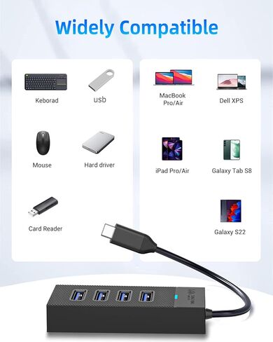 4 Ports USB Hub, SANZANG USB 3.0 Hub, 5Gbps USB Splitter USB Port Expander for Laptop, Xbox, Flash Drive, HDD, Console, Printer, Camera,Keyborad, Mouse（6 inch） in Saudi Arabia