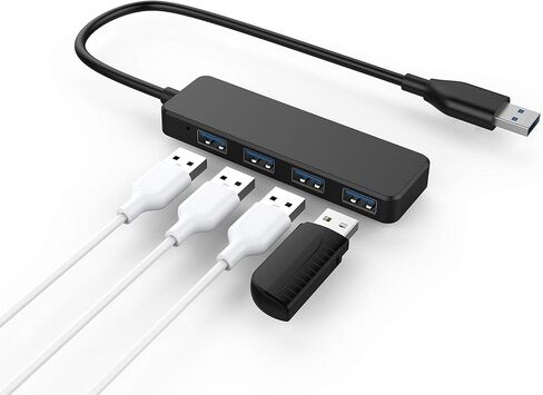 USB Hub, USB Splitter,USB 4-Port Adapter,Extender for Laptop, PC, MacBook, Mac Pro, Mac mini, iMac, Surface Pro and More (Black-USB 2.0/0.3m) in Kuwait