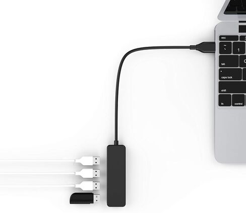 USB Hub, USB Splitter,USB 4-Port Adapter,Extender for Laptop, PC, MacBook, Mac Pro, Mac mini, iMac, Surface Pro and More (Black-USB 2.0/0.3m) in Kuwait
