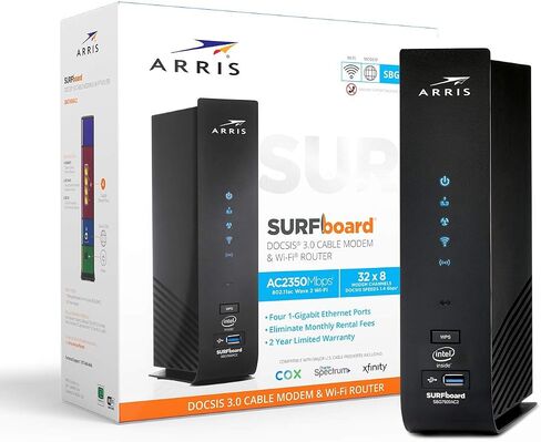 ARRIS Surfboard SBG7600AC2-RB DOCSIS 3.0 Cable Modem & AC2350 Wi-Fi Router , Approved for Comcast Xfinity, Cox, Charter Spectrum & more , Four 1 Gbps Ports , 800 Mbps Max Internet Speeds,- REFURBISHED in Saudi Arabia