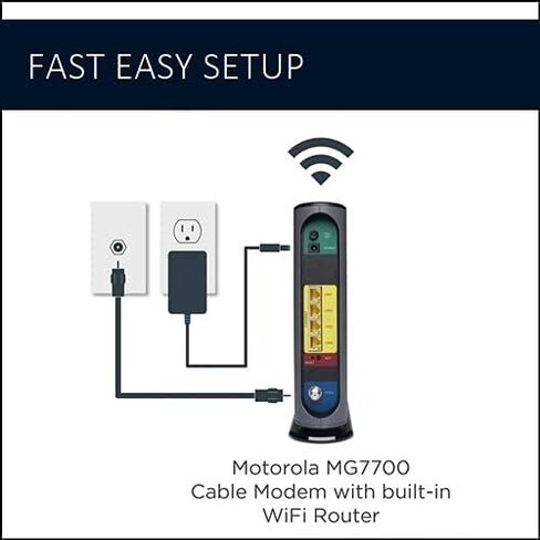 Refurbished - Motorola MG7700 Modem with Built in WiFi | Approved for Comcast Xfinity, Cox, Spectrum | for Plans Up to 800 Mbps | DOCSIS 3.0 + Gig WiFi Router (Renewed) in Saudi Arabia