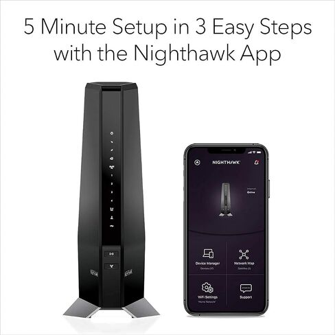 مودم كابل NETGEAR Nighthawk مع موجه WiFi 6 مدمج (CAX80) - متوافق مع جميع مقدمي الخدمات الرئيسيين | خطط الكابلات تصل إلى 6 جيجابت في الثانية | AX6000 واي فاي 6 سرعات | DOCSIS 3.1 (متجدد) in Saudi Arabia