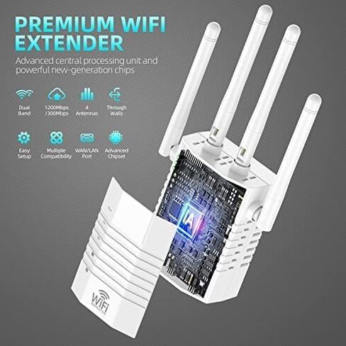 موسع واي فاي AOOEPU بسرعة 1200 ميجا بت في الثانية، معزز إشارة موسع نطاق واي فاي يصل إلى 12880 قدم مربع و105 جهاز مضخم واي فاي موسع نطاق واي فاي، معزز إشارة موسع واي فاي للمنزل، مكرر الإنترنت in Kuwait