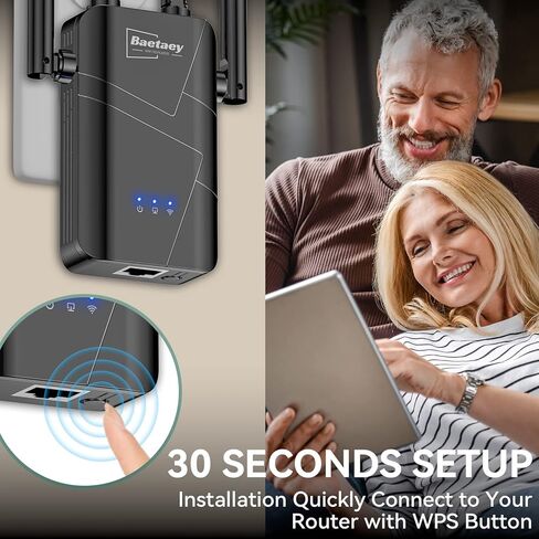 معزز إشارة موسع واي فاي 2024 للمنزل - تغطية تصل إلى 10000 قدم مربع، مكرر إنترنت لاسلكي - معزز واي فاي طويل المدى ومضخم إشارة مع منفذ إيثرنت، إعداد بنقرة واحدة in Kuwait