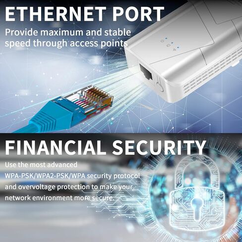 معزز إشارة موسع واي فاي 2024 للمنزل - تغطية تصل إلى 10000 قدم مربع، مكرر إنترنت لاسلكي - معزز واي فاي طويل المدى ومضخم إشارة مع منفذ إيثرنت، إعداد بنقرة واحدة in Kuwait