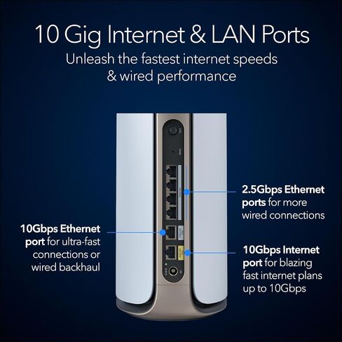 NETGEAR Orbi 970 Series Quad-Band WiFi 7 Mesh Network System (RBE973S), Router + 2 Satellite Extenders, Covers Up to 10,000 sq. ft., 200 Devices, 10 Gig Internet Port, BE27000 802.11be (Up to 27Gbps) in Saudi Arabia