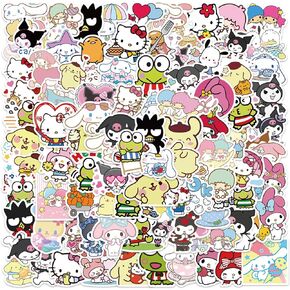 100Pcs Kawaii Stickers, Anime Stickers, Helllokittty Stickers MyMelody&Kuromi Cute Stickers Pack Kids Waterproof Sticker Aesthetic Vinyl Stickers, Skateboard Stickers for Teens Girls Kids in Saudi Arabia