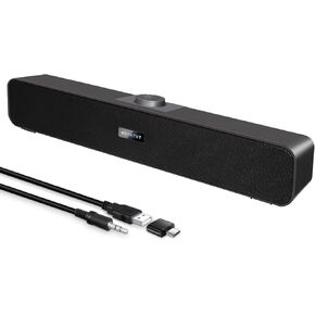 Computer Speakers, Wired USB Mini Sound Bar Speaker for PC Tablets Laptop MP3 Mac Air/Pro (USB-C to USB Adapter Included) (Black) in Kuwait