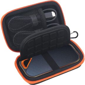 Lacdo Hard Carrying Case for SanDisk Extreme Pro/SanDisk Extreme Portable External SSD 500GB 1TB 2TB 4TB USB-C Solid State Drive EVA Shockproof Water Repellent Protective Storage Travel Bag, Black