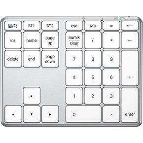 iClever Bluetooth Number Pad for Laptop, Aluminum Wireless Numeric Keypad | 2-Device Switching, Quiet Typing, USB-C Charging, 34-Key Portable Numpad for MacBook, iMac, Laptop, PC, Surface, Data Entry in Saudi Arabia