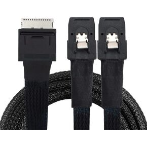 Cablecc 50 سم OCuLink PCIe PCI-Express SFF-8611 8X 8-Lane إلى Dual SFF-8654 Slimline 4X SSD كابل نشط للبيانات