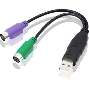 كابل PS/2 إلى USB LEIHONG PS2 قابس USB نشط إلى PS/2 المزدوج محول لوحة المفاتيح رمز الماسح الضوئي محول للوحة المفاتيح - أسود in Kuwait