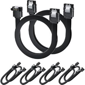 BolAAzuL 2-Pack SATA Cable III Straight & Right Angle | 18 Inch, 7 Pin, 6Gbps, Black, w/ Locking Latch, for SATA Hard Drive, HDD, SSD, CD Driver, CD Writer in Saudi Arabia