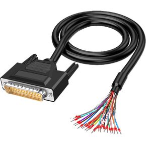 Jienk 6.56Ft 24AWG DB25 أنثى RS232 25 دبوس كابل تمديد تسلسلي، 25 دبوس موصل مطلي بالذهب مع سلك عاري نهاية كابل مفتوح in Kuwait