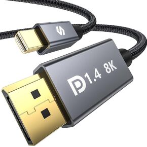 Silkland 8K Mini DisplayPort to DisplayPort 1.4 Cable, [8K@60Hz, 4K@144Hz, 2K@240Hz] HDR, DSC 1.2, G-Sync FreeSync, Mini DP [Thunderbolt 2 Compatible] for Gaming Laptop, MacBook, iMac, Monitor, 3.3FT