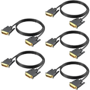 DVI to DVI Cable 5-Pack, 3.3 Ft DVI-D to DVI-D (24+1) Dual Link Cable Computer Monitor Cord for Laptop, Desktop, Graphics Card, Gaming, DVD, HDTV, Projector and More