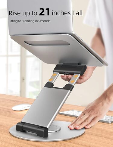 Nulaxy 18" Height Telescopic 360 Rotating Aluminum Laptop Stand Desk, Gray | Ergonomic Computer Holder Riser with Heat-Vent, Standing Desk Converter Holds 22 Lbs for Office Desk Use Fits 10-17" Laptops in Kuwait