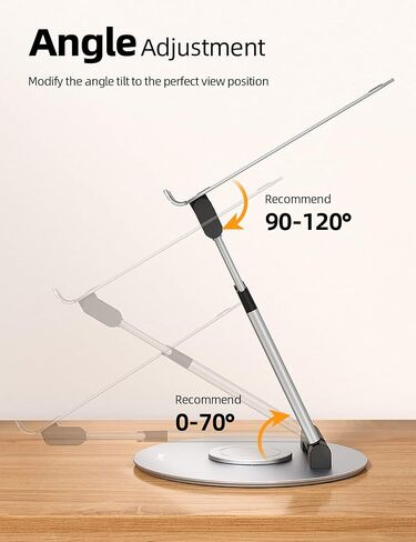 Nulaxy 18" Height Telescopic 360 Rotating Aluminum Laptop Stand Desk, Gray | Ergonomic Computer Holder Riser with Heat-Vent, Standing Desk Converter Holds 22 Lbs for Office Desk Use Fits 10-17" Laptops in Kuwait