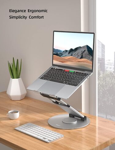 Nulaxy 18" Height Telescopic 360 Rotating Aluminum Laptop Stand Desk, Gray | Ergonomic Computer Holder Riser with Heat-Vent, Standing Desk Converter Holds 22 Lbs for Office Desk Use Fits 10-17" Laptops in Kuwait