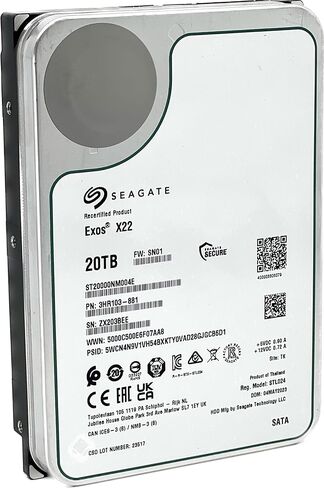 Seagate Exos X22 20TB SATA 6Gb/s 7200RPM 3.5-inch Enterprise HDD - ST20000NM004E (Renewed) in Saudi Arabia