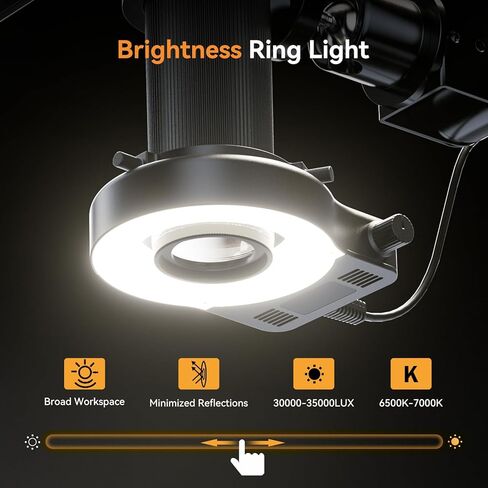 Elikliv AM02 حامل ذراع المجهر مع ضوء حلقة، حامل مجهر مرن، حامل مكتب ميكروفون عالي التحمل مع إدارة الكابلات، حامل ذراع لمجهر اللحام EM4K EDM601 EDM201 EDM9 in Kuwait