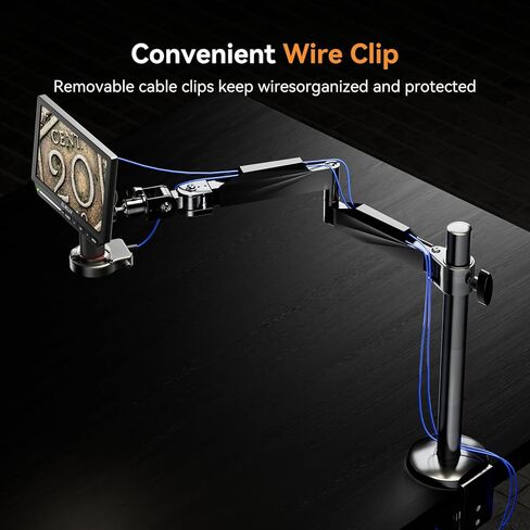 Elikliv AM02 حامل ذراع المجهر مع ضوء حلقة، حامل مجهر مرن، حامل مكتب ميكروفون عالي التحمل مع إدارة الكابلات، حامل ذراع لمجهر اللحام EM4K EDM601 EDM201 EDM9 in Kuwait