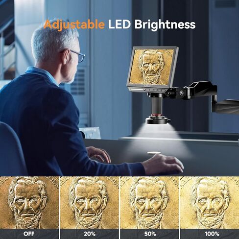 Elikliv AM02 حامل ذراع المجهر مع ضوء حلقة، حامل مجهر مرن، حامل مكتب ميكروفون عالي التحمل مع إدارة الكابلات، حامل ذراع لمجهر اللحام EM4K EDM601 EDM201 EDM9 in Kuwait