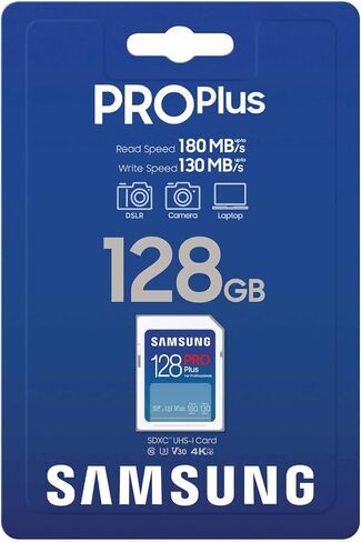 Samsung PRO Plus Full Size 128GB SDXC Memory Card + Reader, Up to 180 MB/s in Kuwait