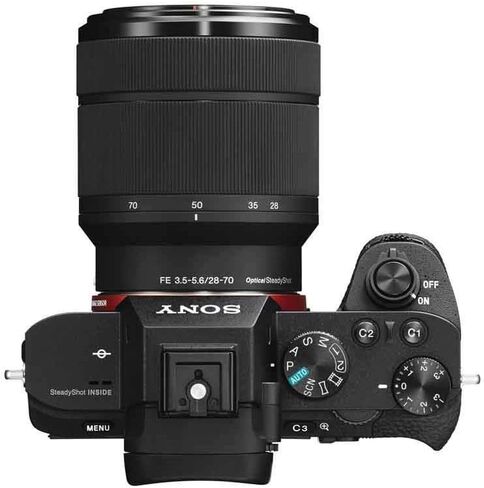 كاميرا سوني ألفا a7II الرقمية مع عدسة FE مقاس 28-70 مم f/3.5-5.6 OSS - حزمة مع حقيبة كاميرا، بطاقة SDHC سعة 32 جيجابايت من الفئة 10، مجموعة مرشح (UV/CPL/ND2)، مجموعة تنظيف، قارئ بطاقة SD، محفظة بطاقات in Saudi Arabia