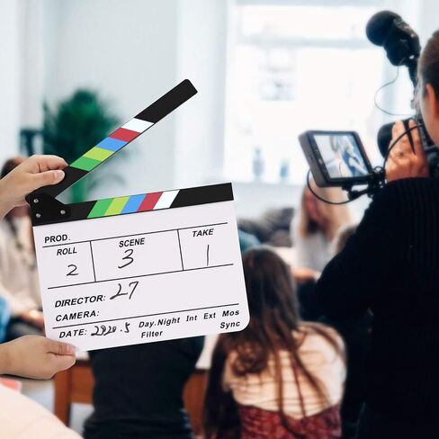 فليكسزيون لوح كلابر فيلم من البلاستيك الاكريليك قابل للمسح الجاف لكاميرا التلفزيون والفيديو ومشهد الحركة مقاس 10 × 12 انش مع عصي ملونة in Saudi Arabia
