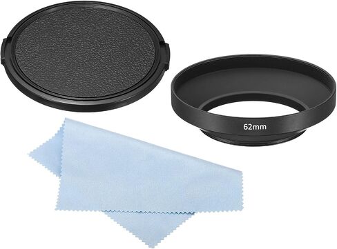 PATIKIL 82mm Lens Hood, Wide Angle Matte Surface Anti-Reflective Inside Hood with Cap and Cleaning Cloth for Camera Lens, Black for Nikon, for Fujifilm, for Pentax, for Leica in Saudi Arabia