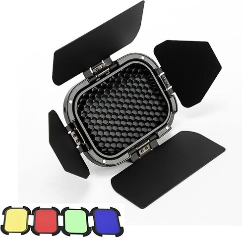 Godox BD-07 Barn Door Flash Light Modifier for Godox AD200Pro AD200 Pocket Flash, Lighting Barn Doors with Detachable Honeycomb Grid and 4 Color Filters in Saudi Arabia