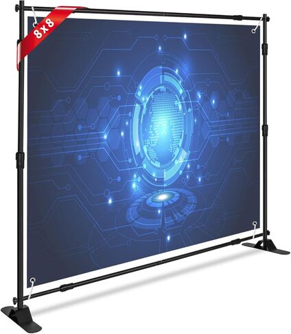 Banner Stand Backdrop - Banner Holder with Adjustable Poster Stand & Retractable Height Up to 5x7 - 8x10 ft Adjustable Telescopic Display Stand for Trade Show, Photo Booth, Wall Exhibitor Background in Kuwait