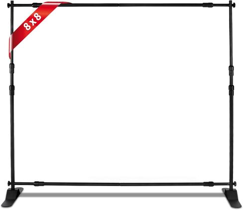 Banner Stand Backdrop - Banner Holder with Adjustable Poster Stand & Retractable Height Up to 5x7 - 8x10 ft Adjustable Telescopic Display Stand for Trade Show, Photo Booth, Wall Exhibitor Background in Kuwait